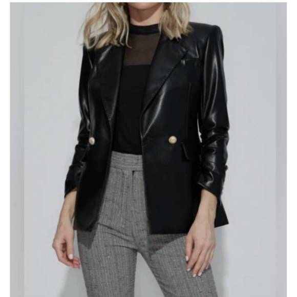 NEW GENERATION LOVE lou vegan leather blazer in black - Picture 1 of 1